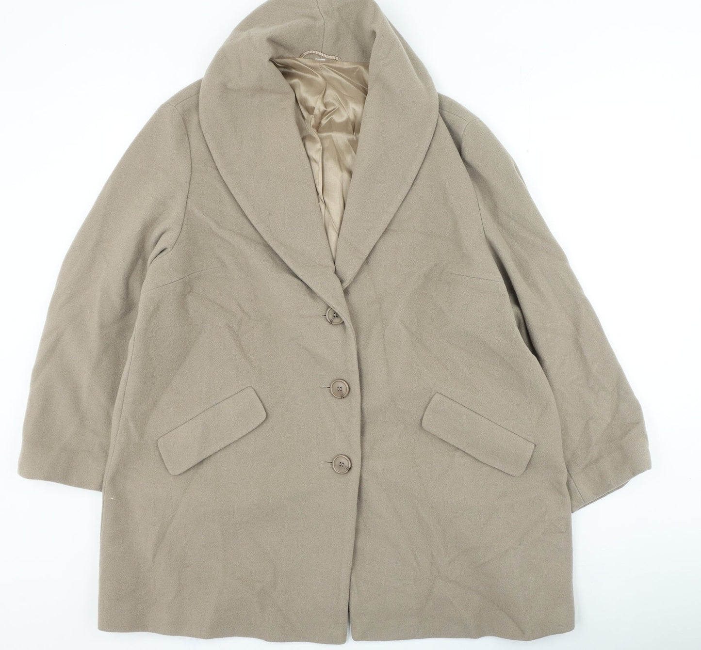 Womens UK Size L Preworn Beige Overcoat