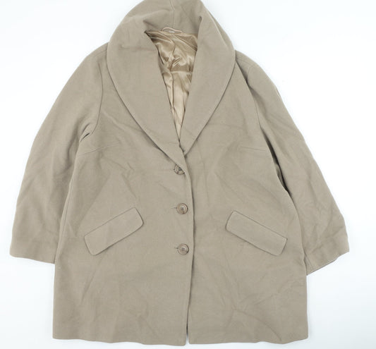 Womens UK Size L Preworn Beige Overcoat