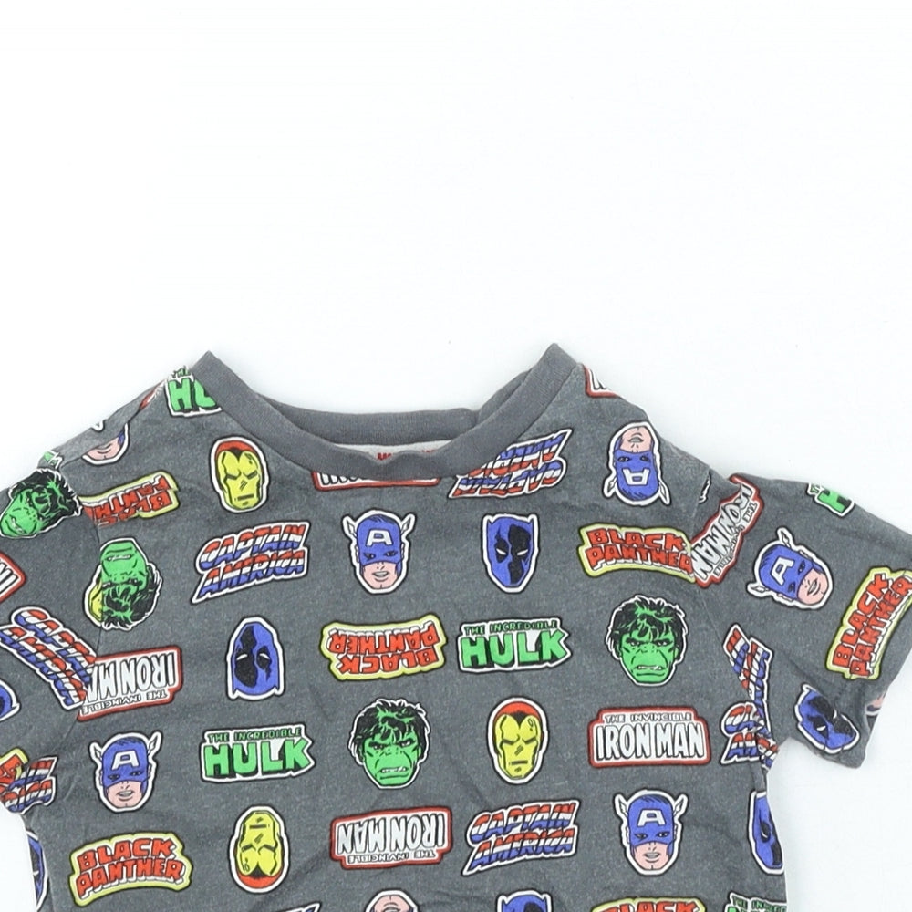 George Boys Grey Cotton Basic Casual Size 2-3 Years Round Neck Pullover - Marvel