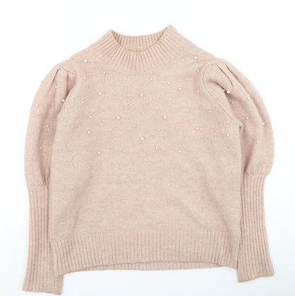 Primark Womens Pink High Neck Acrylic Pullover Jumper Size S