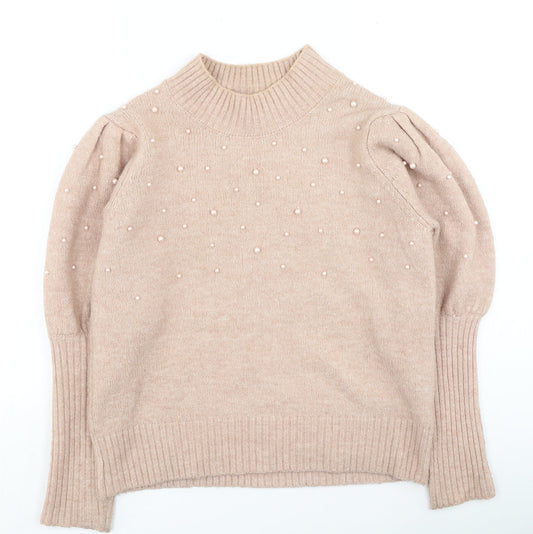 Primark Womens Pink High Neck Acrylic Pullover Jumper Size S