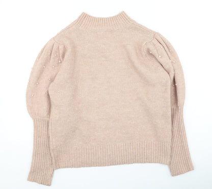 Primark Womens Pink High Neck Acrylic Pullover Jumper Size S