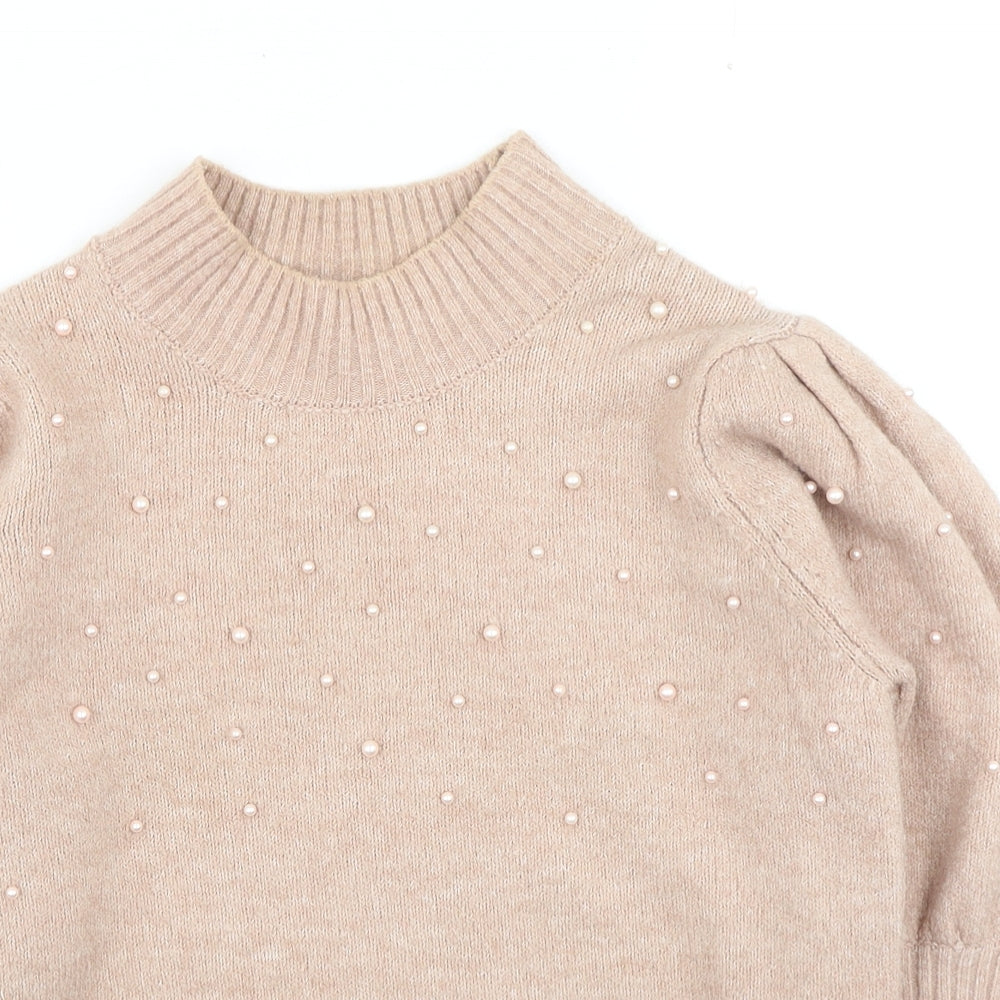 Primark Womens Pink High Neck Acrylic Pullover Jumper Size S