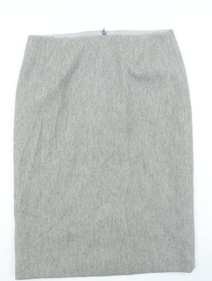 Preworn Womens Grey Polyester Straight & Pencil Skirt Size 34 in Zip