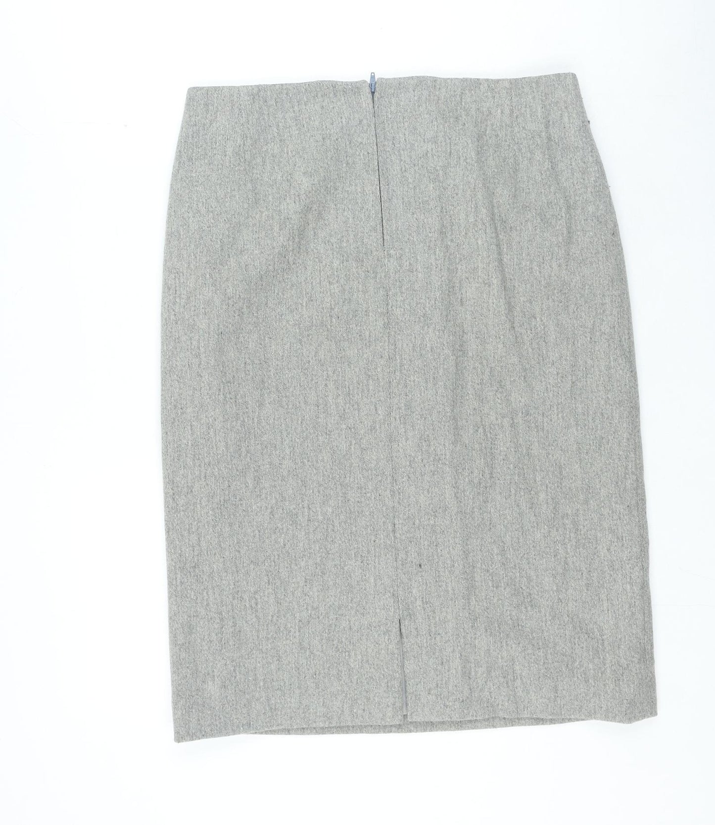 Preworn Womens Grey Polyester Straight & Pencil Skirt Size 34 in Zip