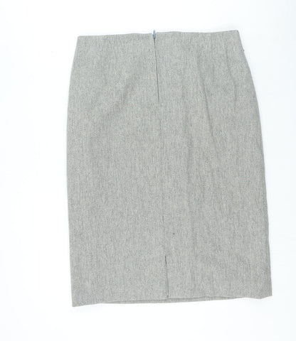 Preworn Womens Grey Polyester Straight & Pencil Skirt Size 34 in Zip
