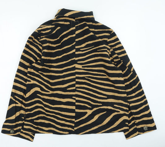 H&M Womens Brown Animal Print Jacket Size 8 Button