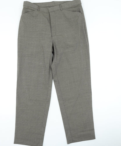 Preworn Womens Brown Plaid Polyester Trousers Size 34 in L29 in Regular Zip