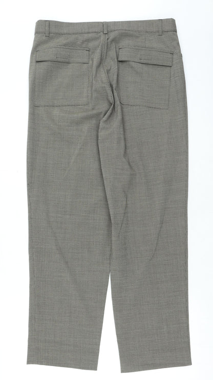 Preworn Womens Brown Plaid Polyester Trousers Size 34 in L29 in Regular Zip