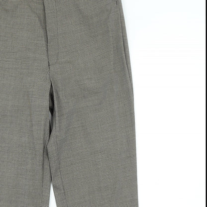 Preworn Womens Brown Plaid Polyester Trousers Size 34 in L29 in Regular Zip