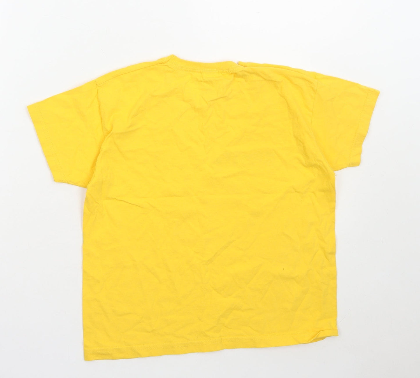 Fruit of the Loom Boys Yellow Cotton Basic T-Shirt Size 7-8 Years Round Neck Pullover - Smile