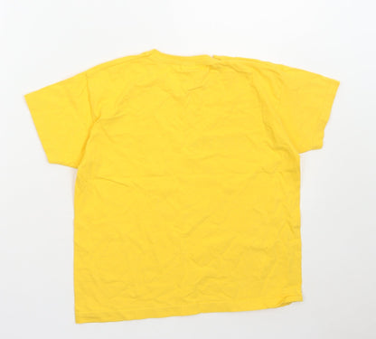 Fruit of the Loom Boys Yellow Cotton Basic T-Shirt Size 7-8 Years Round Neck Pullover - Smile