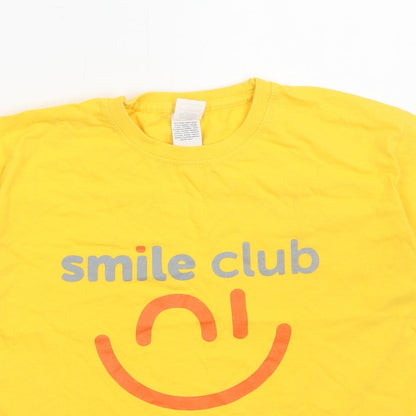 Fruit of the Loom Boys Yellow Cotton Basic T-Shirt Size 7-8 Years Round Neck Pullover - Smile