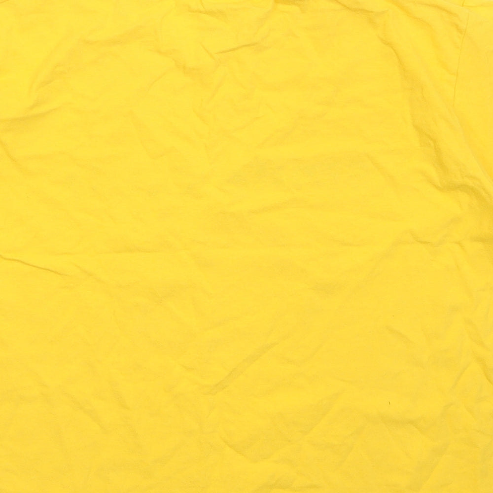 Fruit of the Loom Boys Yellow Cotton Basic T-Shirt Size 7-8 Years Round Neck Pullover - Smile