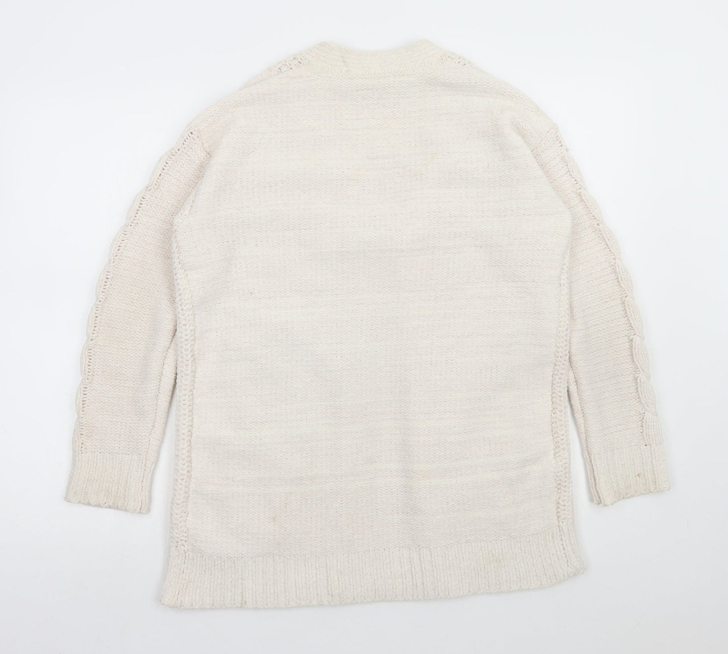 Matalan Girls White V-Neck Polyester Cardigan Jumper Size 12 Years Pullover
