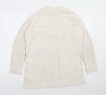Matalan Girls White V-Neck Polyester Cardigan Jumper Size 12 Years Pullover