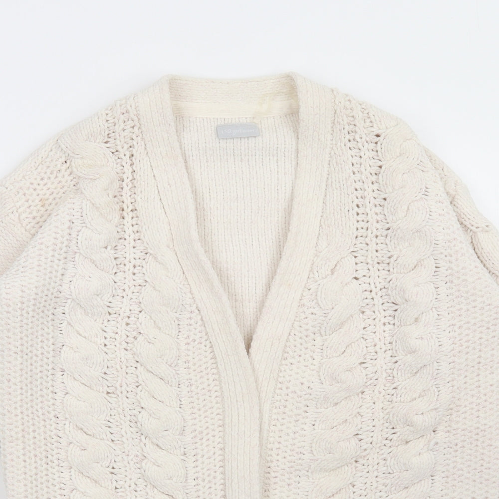 Matalan Girls White V-Neck Polyester Cardigan Jumper Size 12 Years Pullover