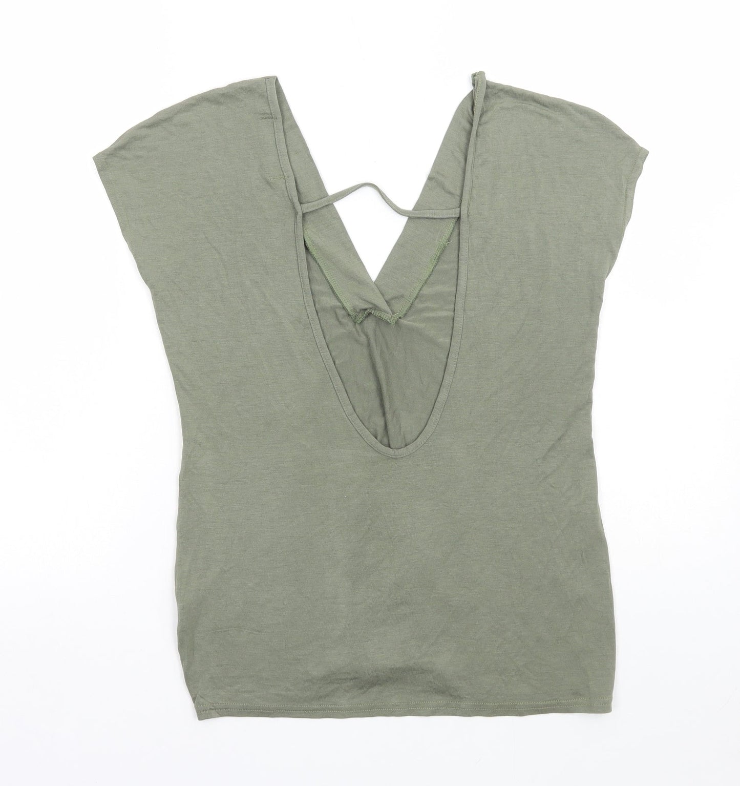 Boohoo Womens Green Polyester Basic Blouse Size 12 V-Neck