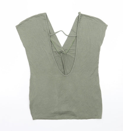 Boohoo Womens Green Polyester Basic Blouse Size 12 V-Neck