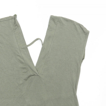 Boohoo Womens Green Polyester Basic Blouse Size 12 V-Neck