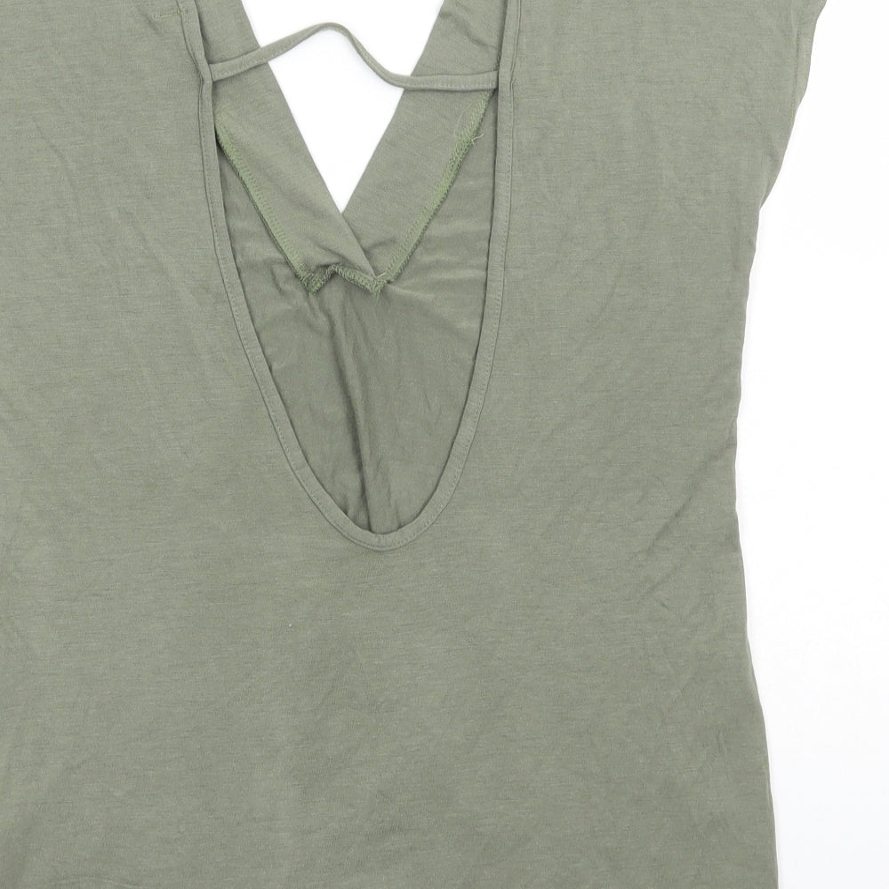 Boohoo Womens Green Polyester Basic Blouse Size 12 V-Neck