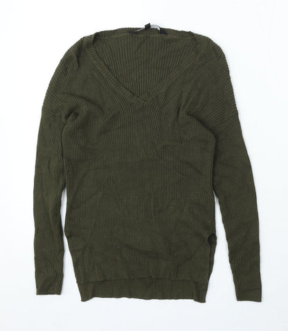 915 Generation Girls Green V-Neck Viscose Pullover Jumper Size 10-11 Years