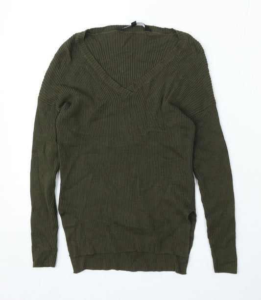 915 Generation Girls Green V-Neck Viscose Pullover Jumper Size 10-11 Years