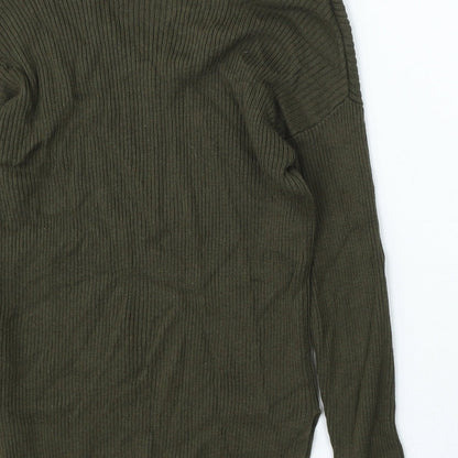 915 Generation Girls Green V-Neck Viscose Pullover Jumper Size 10-11 Years