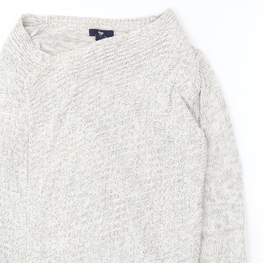 Gap Womens Beige Round Neck Cotton Wrap Jumper Size S