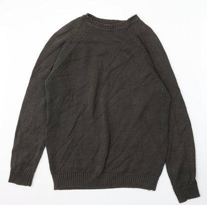BHS Mens Green Round Neck Cotton Pullover Jumper Size S