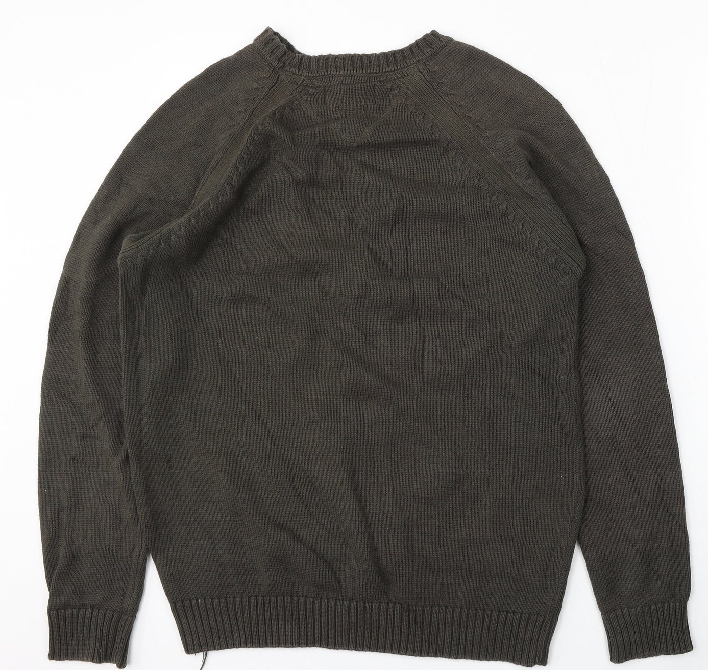 BHS Mens Green Round Neck Cotton Pullover Jumper Size S