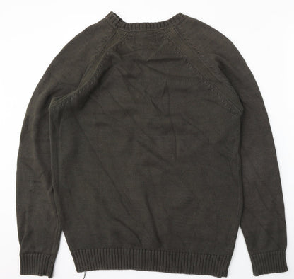 BHS Mens Green Round Neck Cotton Pullover Jumper Size S