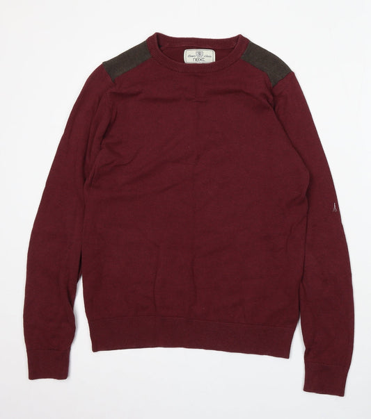 NEXT Mens Red Round Neck Cotton Pullover Jumper Size S