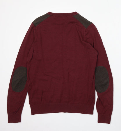 NEXT Mens Red Round Neck Cotton Pullover Jumper Size S