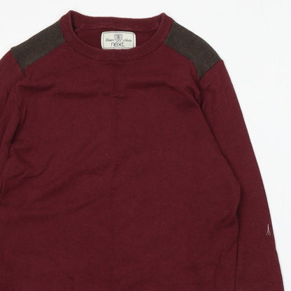 NEXT Mens Red Round Neck Cotton Pullover Jumper Size S