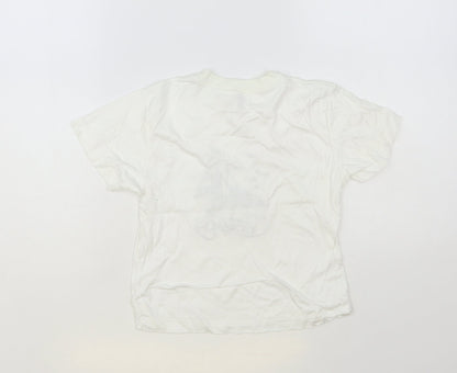 Creation Stummer Girls White Cotton Pullover T-Shirt Size 6 Years Crew Neck Pullover - Boat