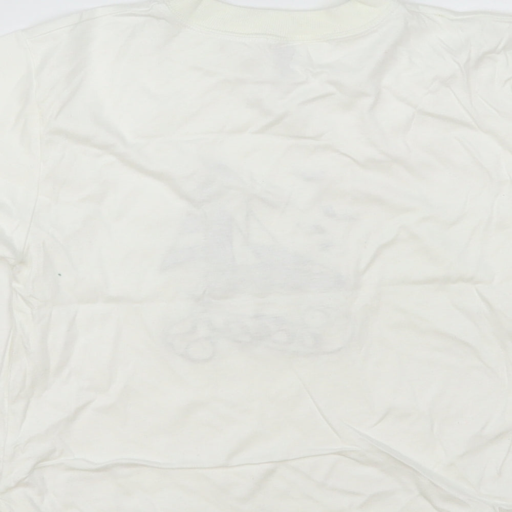 Creation Stummer Girls White Cotton Pullover T-Shirt Size 6 Years Crew Neck Pullover - Boat