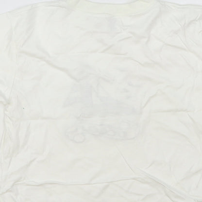 Creation Stummer Girls White Cotton Pullover T-Shirt Size 6 Years Crew Neck Pullover - Boat