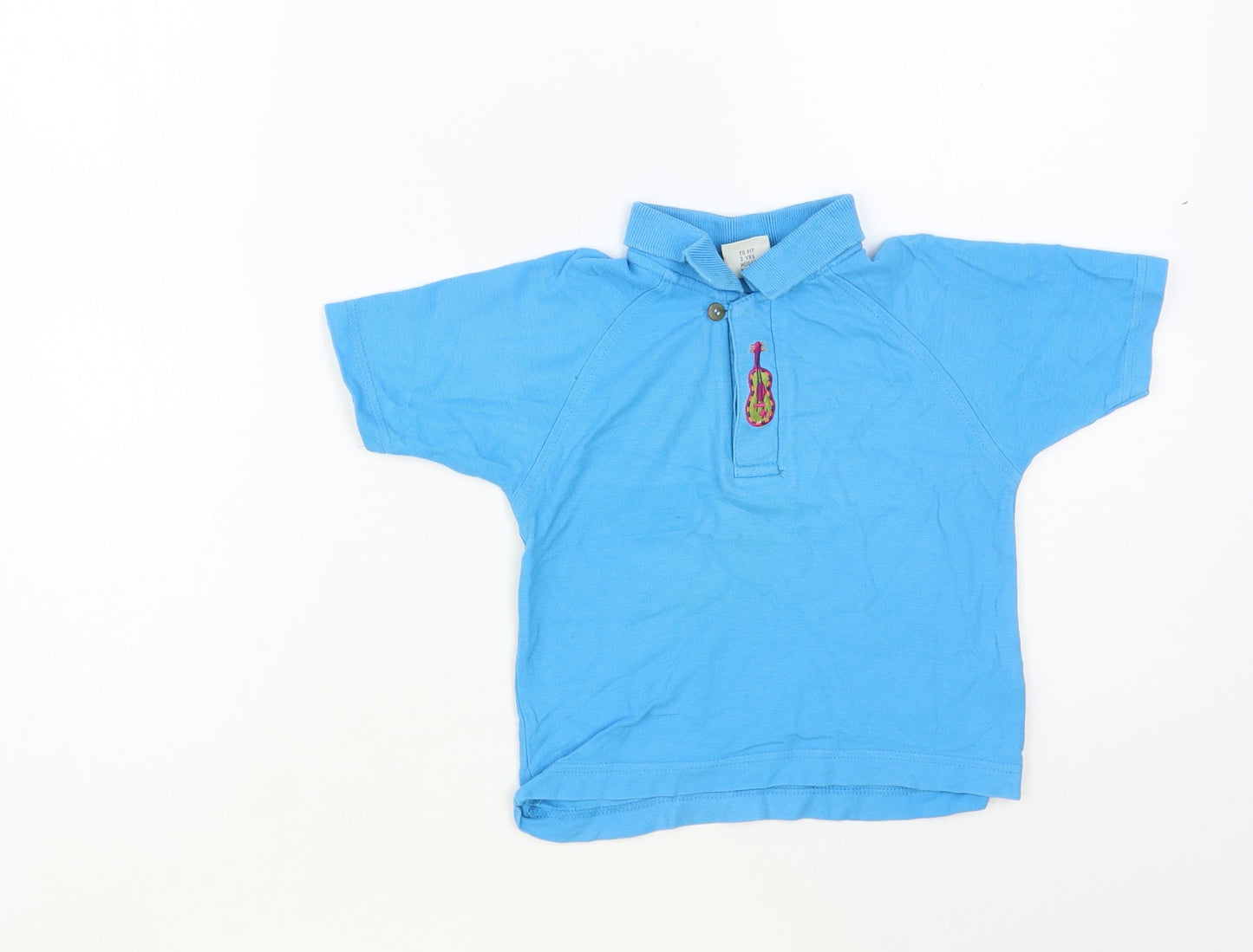 NEXT Boys Blue Cotton Basic Polo Size 2 Years Collared Button - Guitar