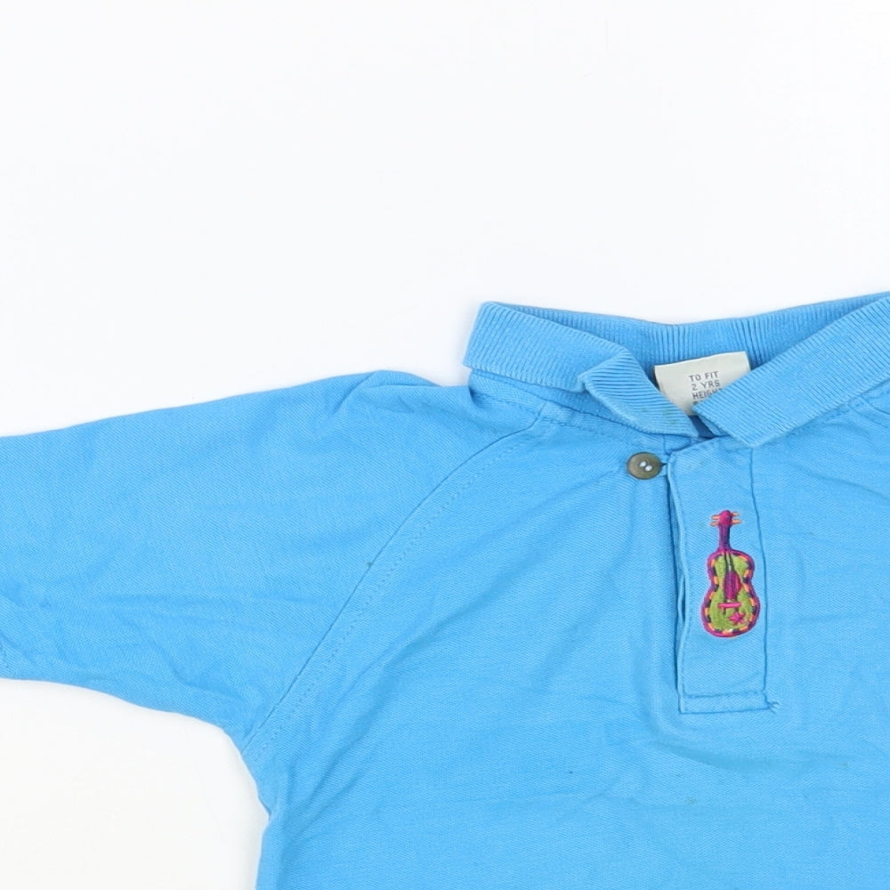 NEXT Boys Blue Cotton Basic Polo Size 2 Years Collared Button - Guitar