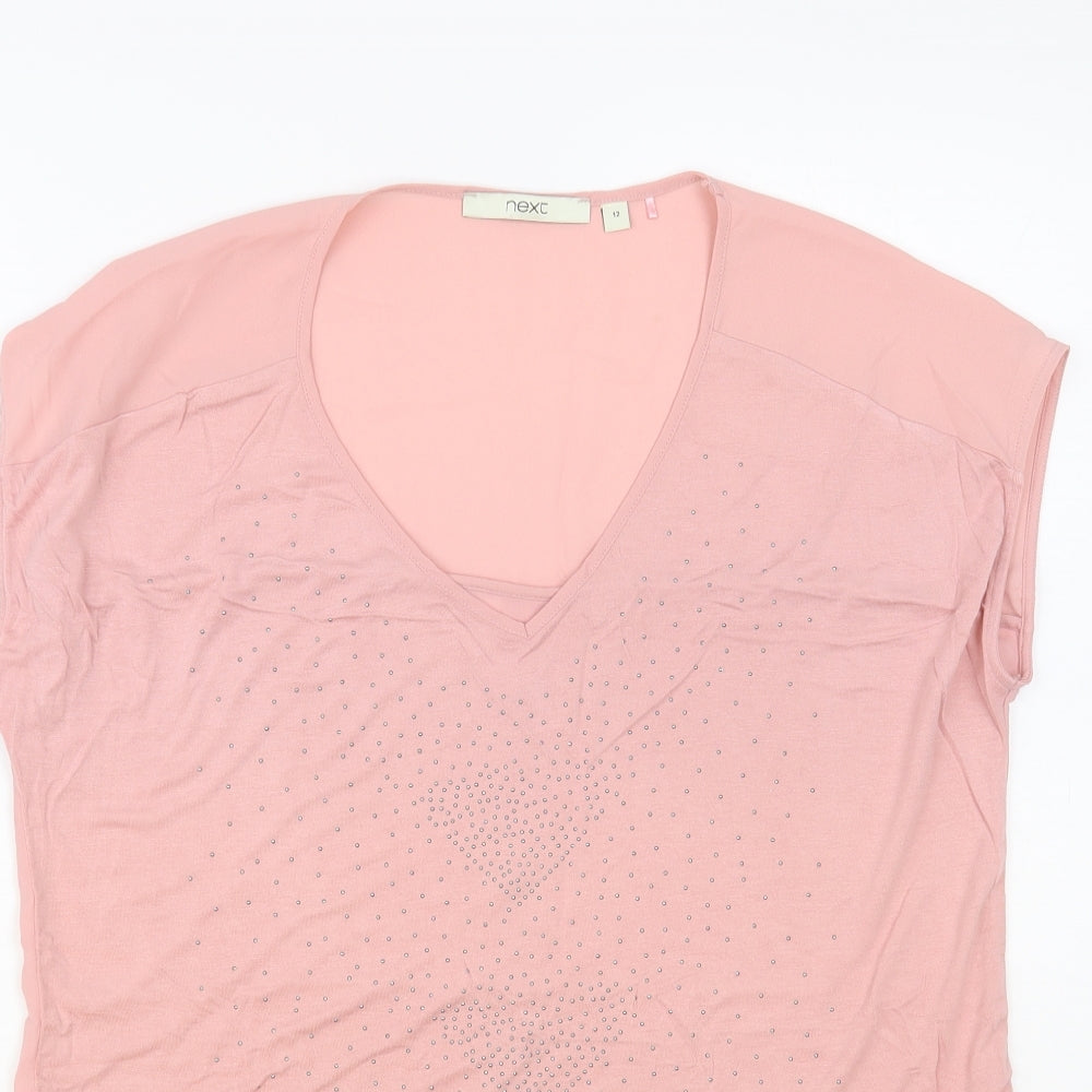 Womens UK Size 12 NEXT Pink Basic Blouse