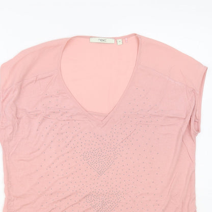 Womens UK Size 12 NEXT Pink Basic Blouse