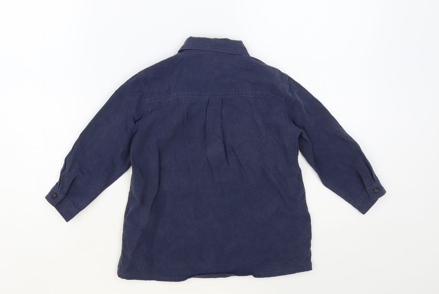NEXT Boys Blue Lyocell Basic Button-Up Size 2-3 Years Collared Button