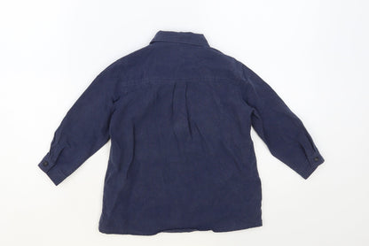 NEXT Boys Blue Lyocell Basic Button-Up Size 2-3 Years Collared Button