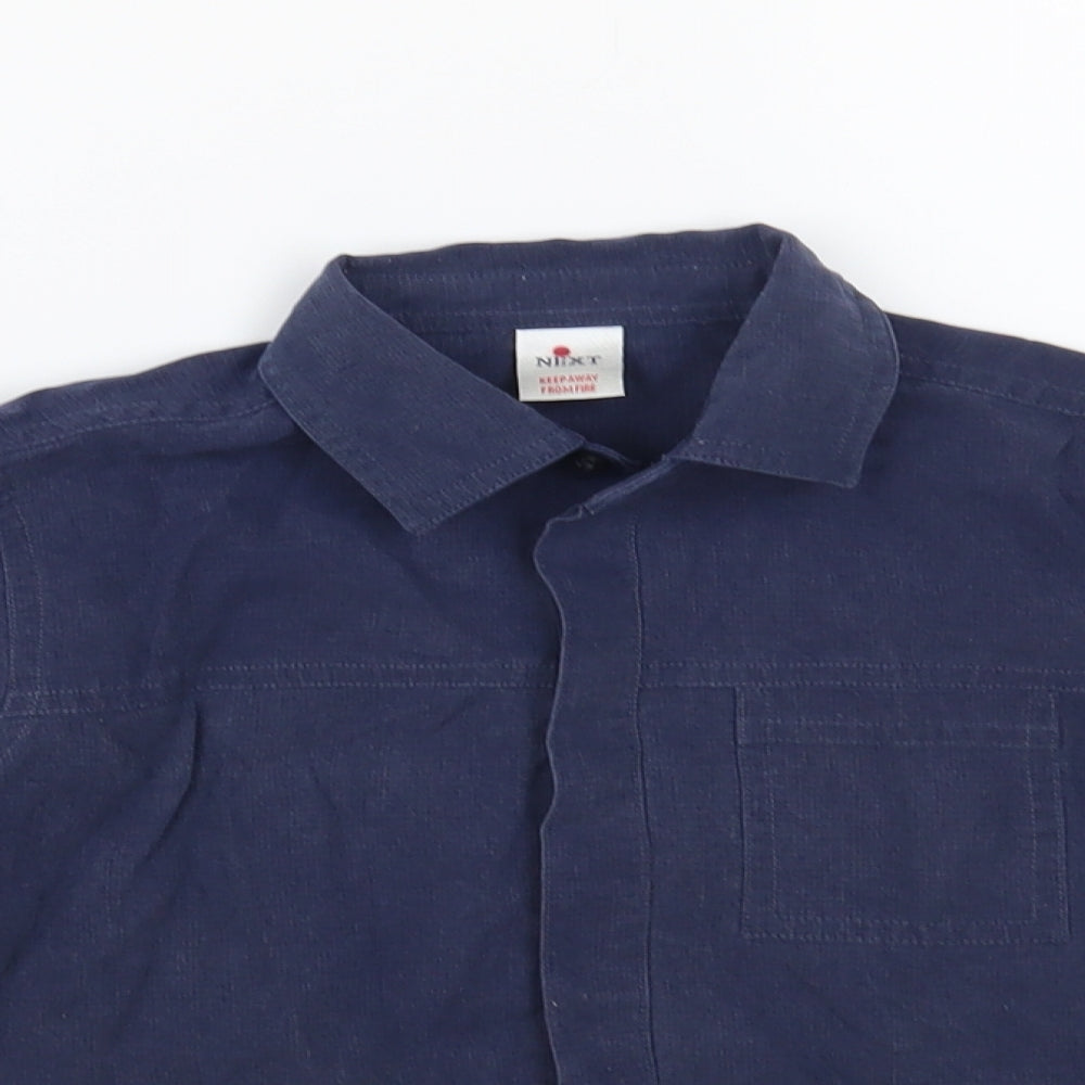 NEXT Boys Blue Lyocell Basic Button-Up Size 2-3 Years Collared Button