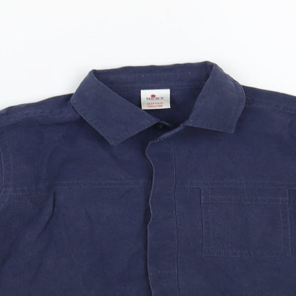 NEXT Boys Blue Lyocell Basic Button-Up Size 2-3 Years Collared Button