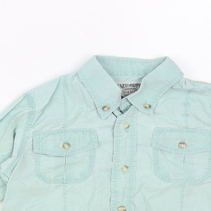 NEXT Boys Green Cotton Basic Button-Up Size 2 Years Collared Button