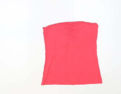 Papaya Womens Pink Cotton Basic Tank Size 14 Off the Shoulder