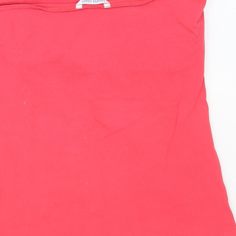 Papaya Womens Pink Cotton Basic Tank Size 14 Off the Shoulder