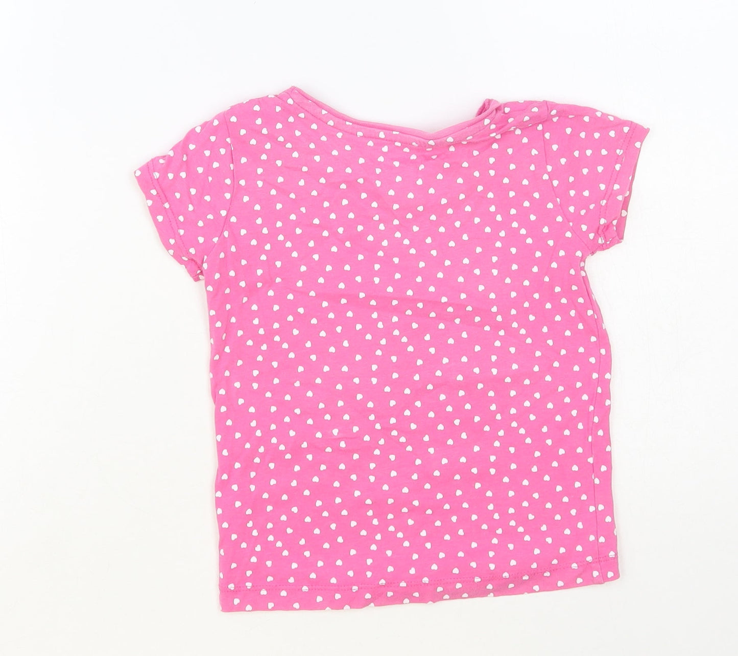 Primark Girls Pink Geometric Cotton Pullover T-Shirt Size 3-4 Years Crew Neck Pullover - Daddy's Little Sweetheart